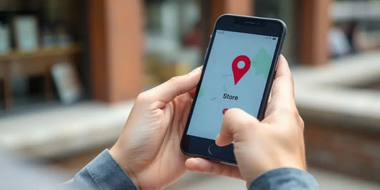 Person using phone to locate a store