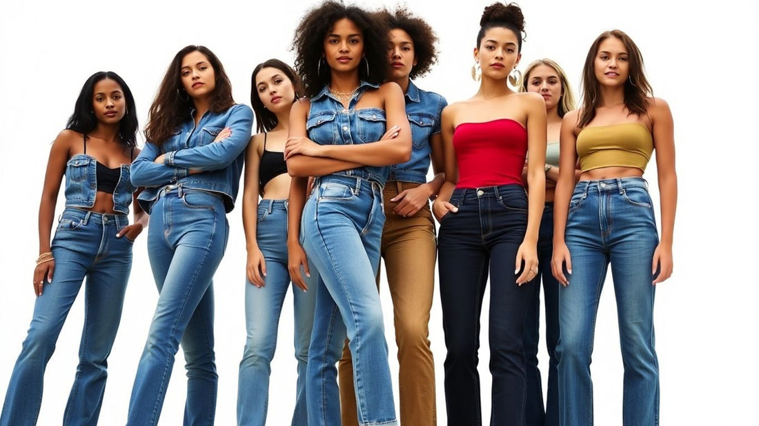 Models wearing various styles of Zara jeans.
