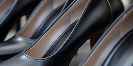 Close-up of elegant black high heels.