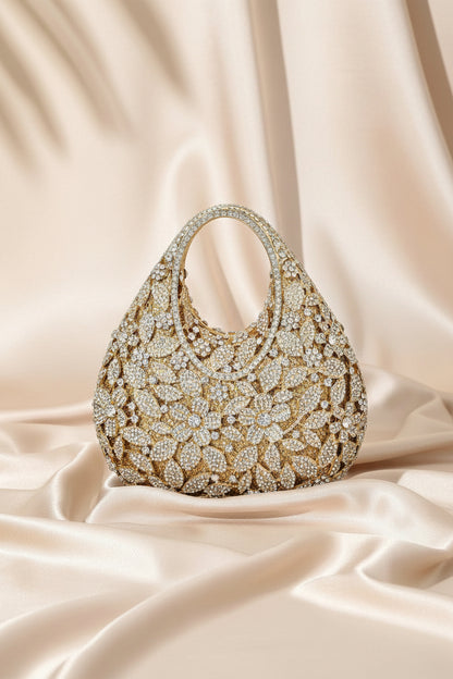 Golden Bloom Crystal Bag