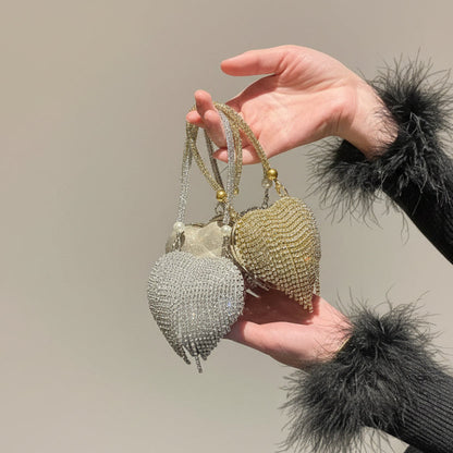 Small Bling Heart Shape Diamond Evening Clutch