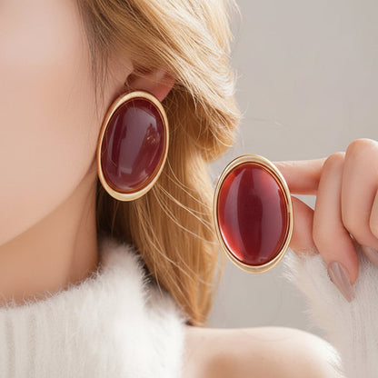 Vintage Geometric Oval Earrings