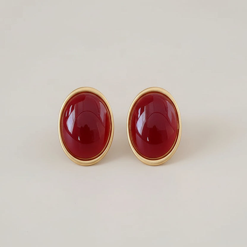 Vintage Geometric Oval Earrings