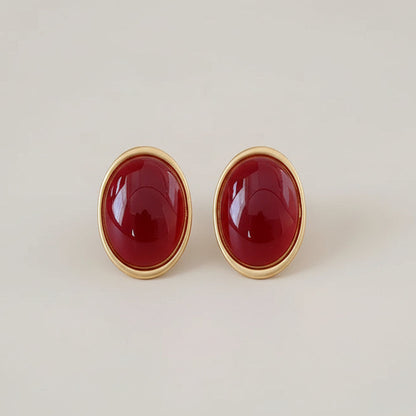 Vintage Geometric Oval Earrings