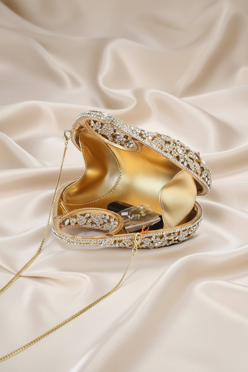 Golden Bloom Crystal Bag