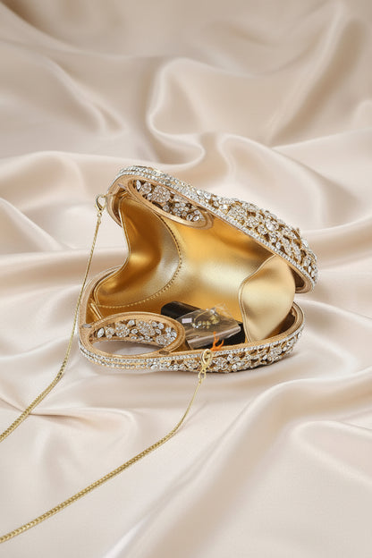 Golden Bloom Crystal Bag