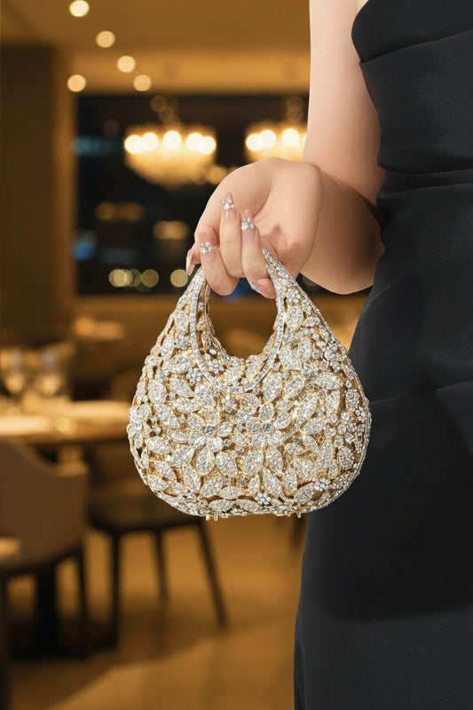 Golden Bloom Crystal Bag