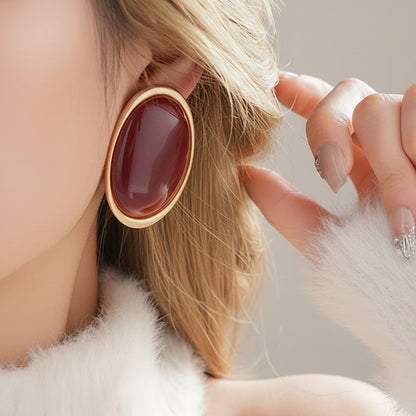 Vintage Geometric Oval Earrings