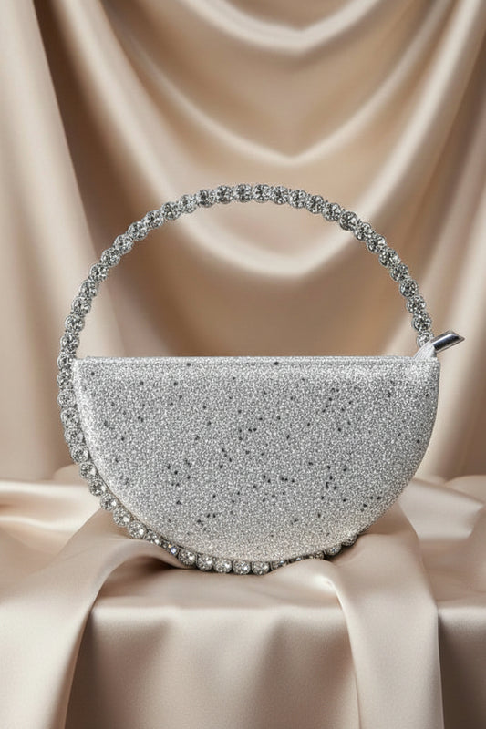 Elegant Rhinestone Circle Shimmer Evening Clutch