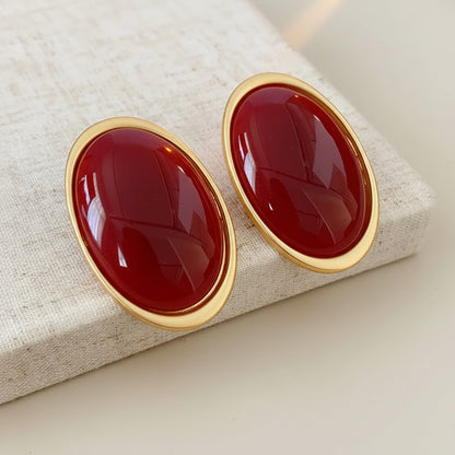 Vintage Geometric Oval Earrings