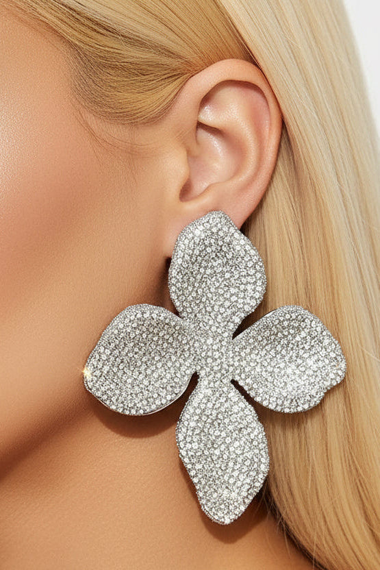 Rhinestone Flower Earrings Wedding for Women