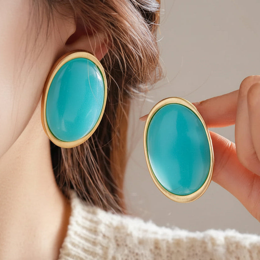 Vintage Geometric Oval Earrings