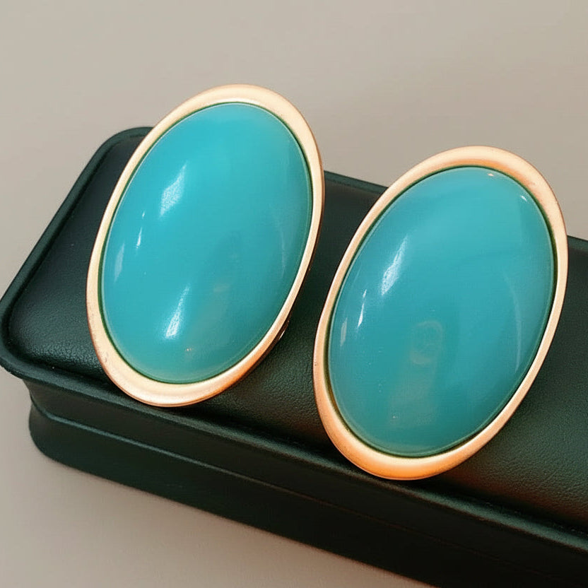 Vintage Geometric Oval Earrings