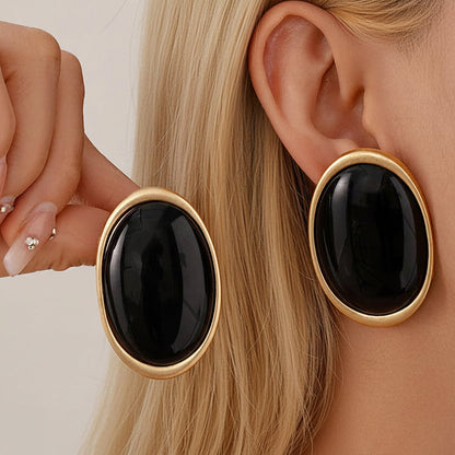 Vintage Geometric Oval Earrings