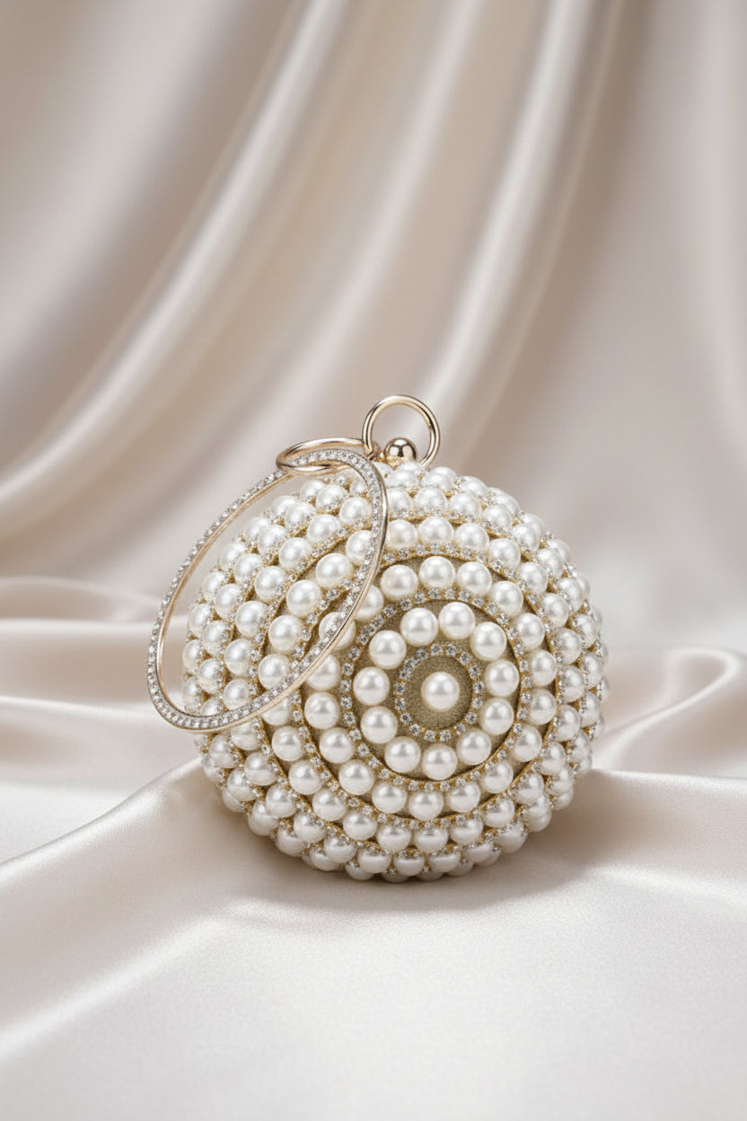 Radiant Pearl Orb Clutch Bag