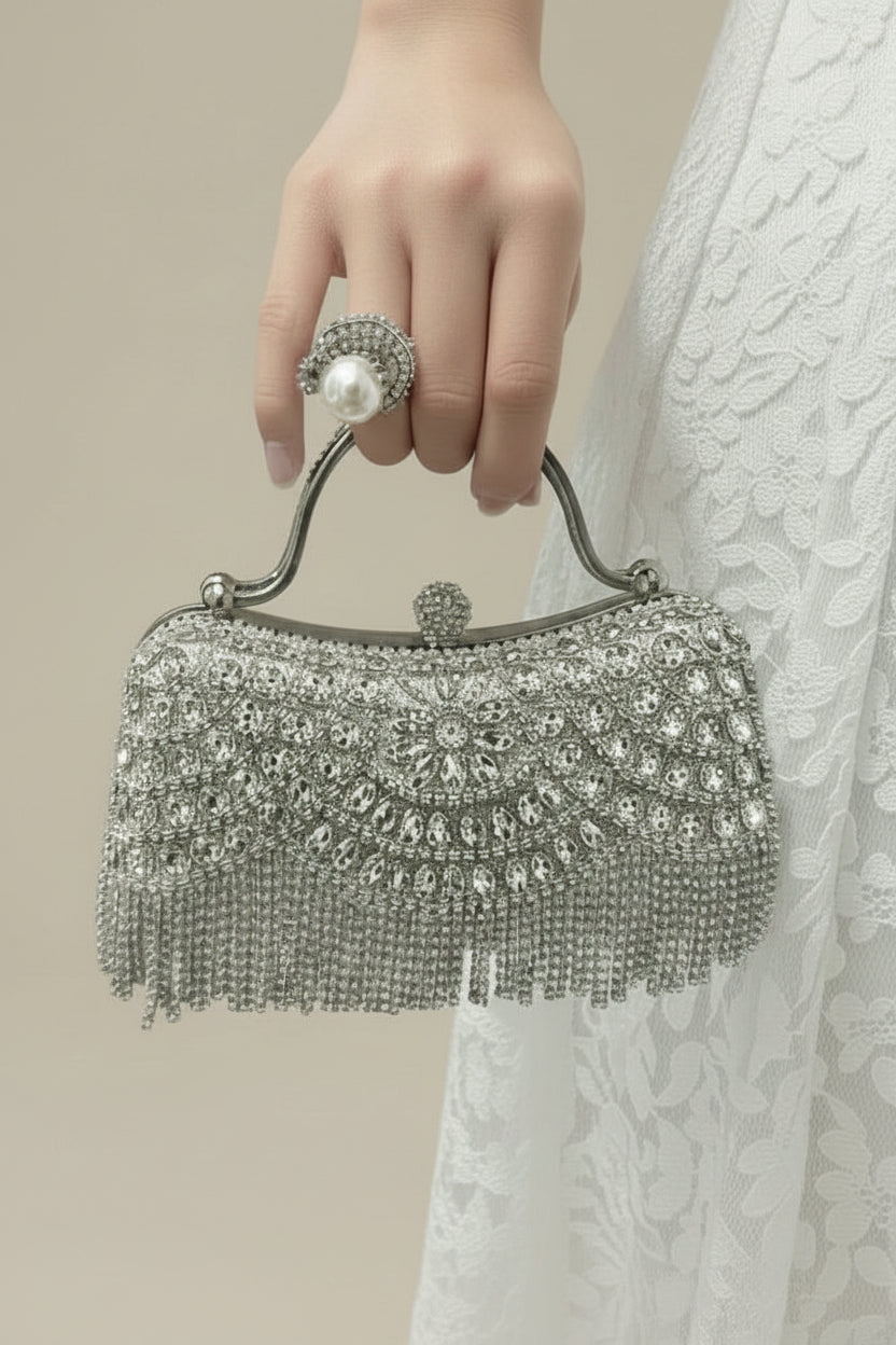 Moonlight Glam Diamond Evening Clutch Bag