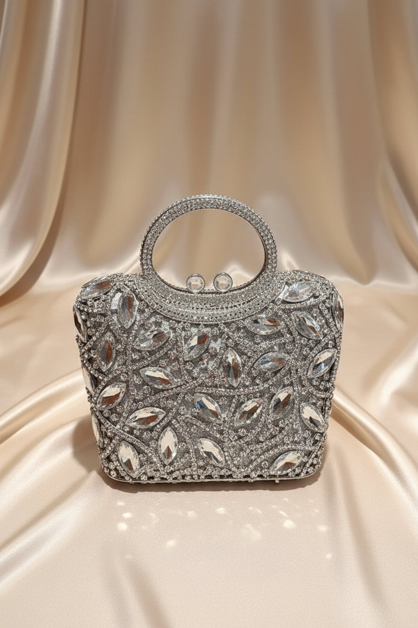 Celestial Halo Crystal Mini Bag Silver