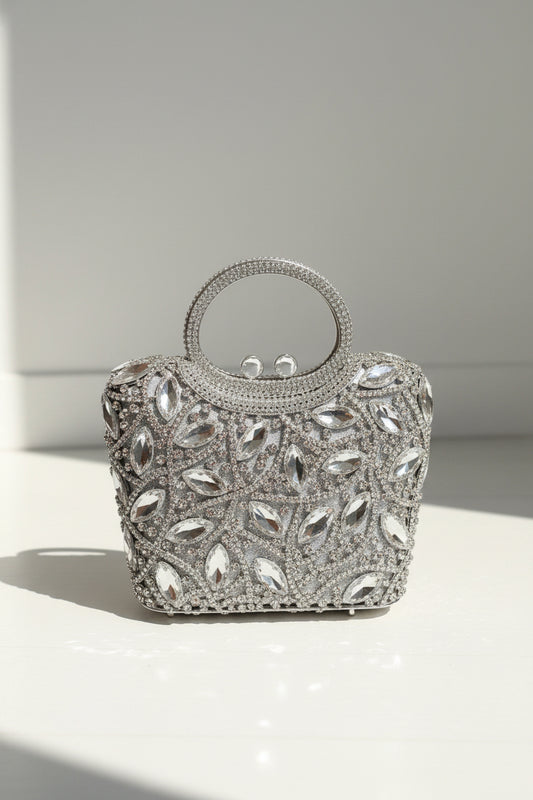 Celestial Halo Crystal Mini Bag Silver