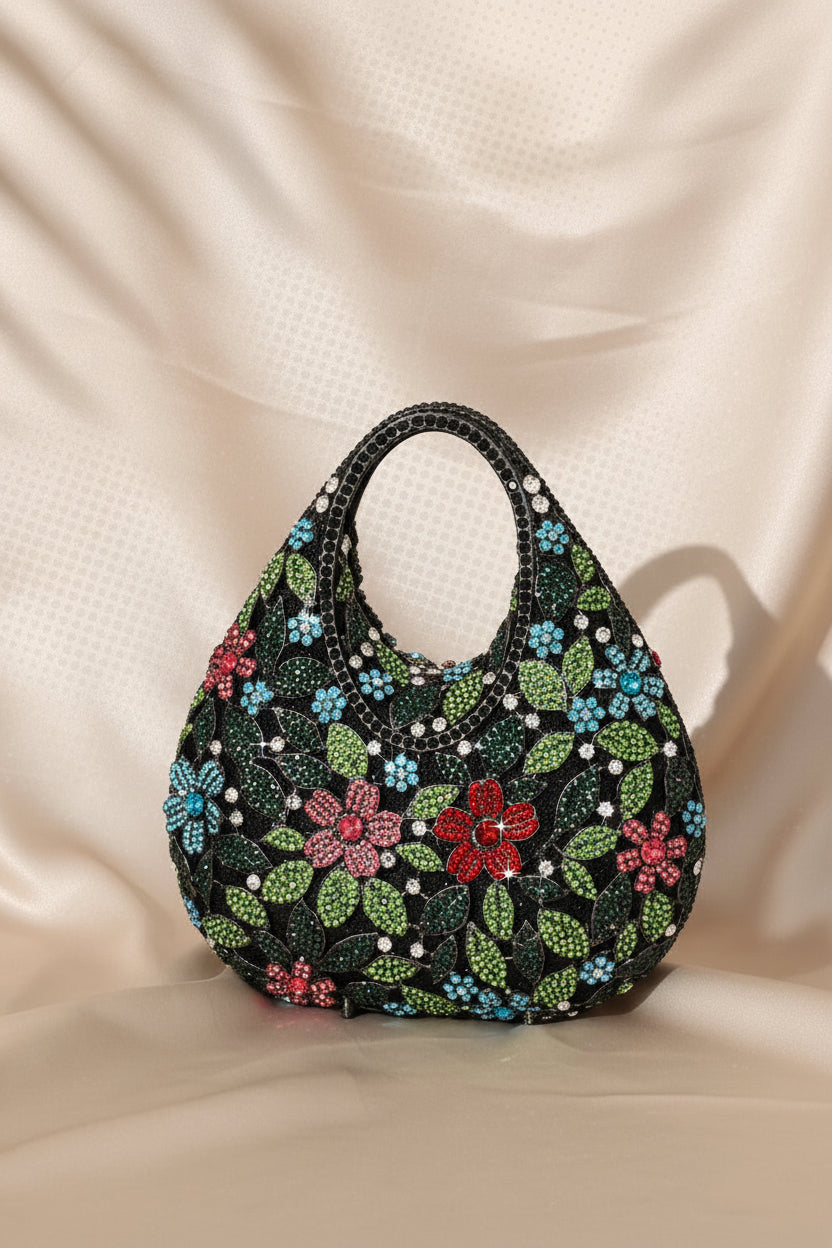 Golden Bloom Crystal Bag