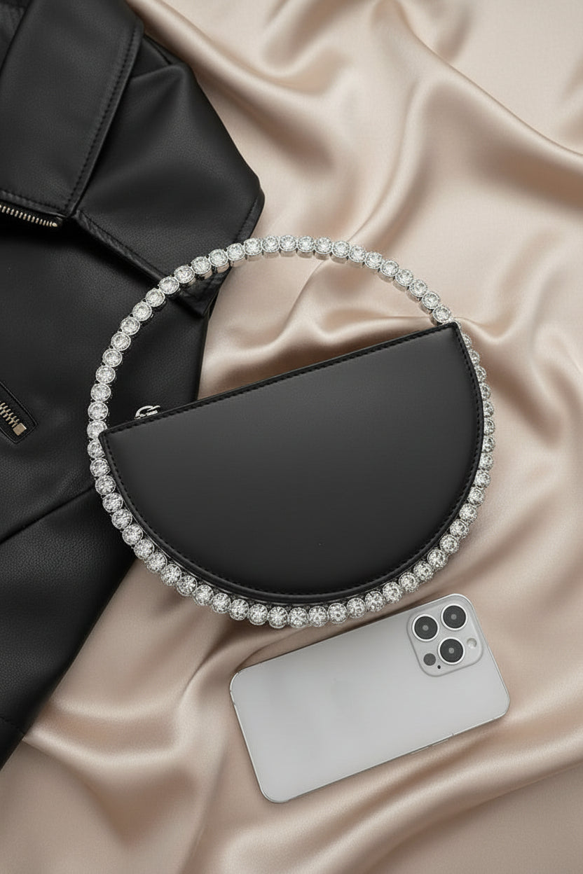 Elegant Rhinestone Circle Evening Clutch