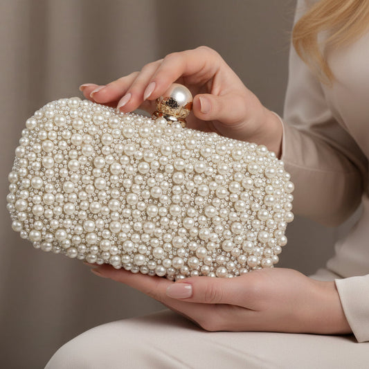Pearl Embroidered Bead Clutch Bag