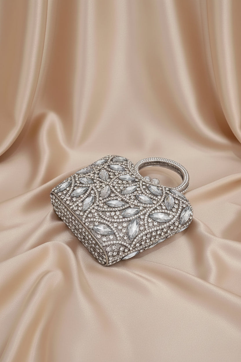 Celestial Halo Crystal Mini Bag Silver