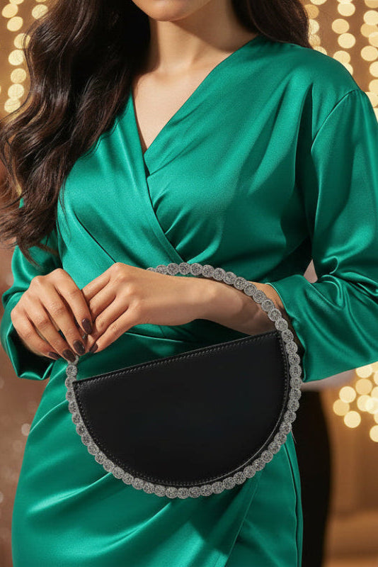 Elegant Rhinestone Circle Evening Clutch