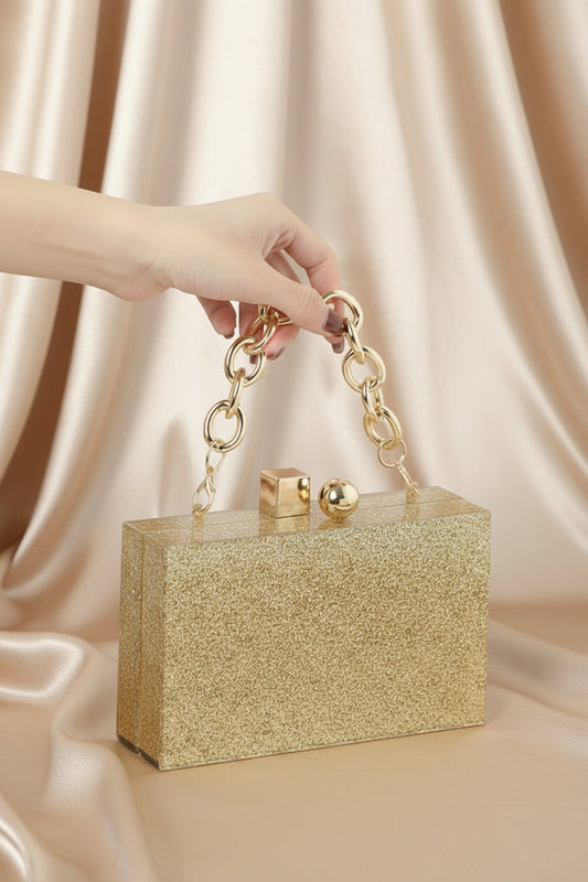 Golden Stardust Box Clutch