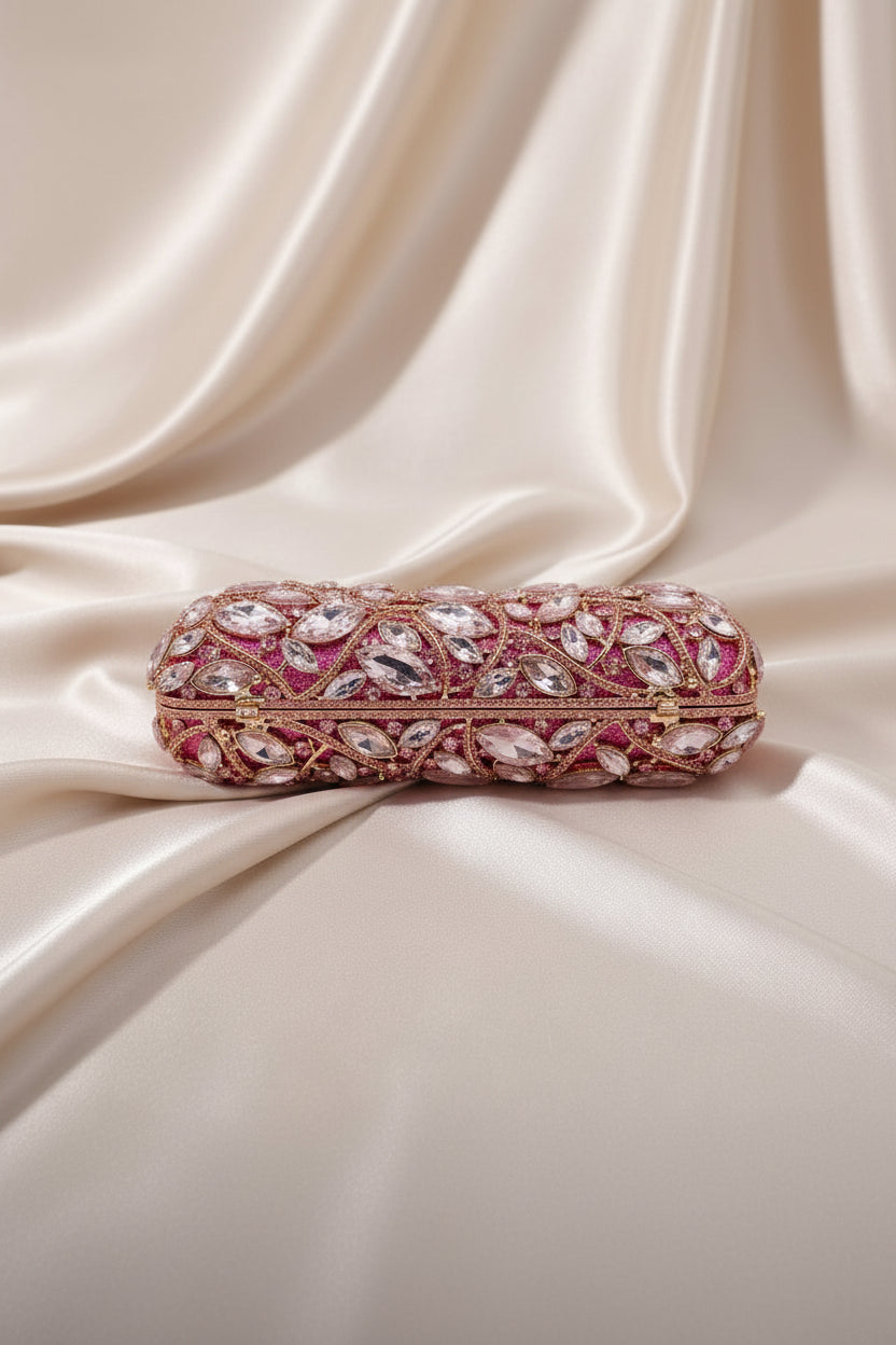 Ruby Royale Crystal Top-Handle Clutch