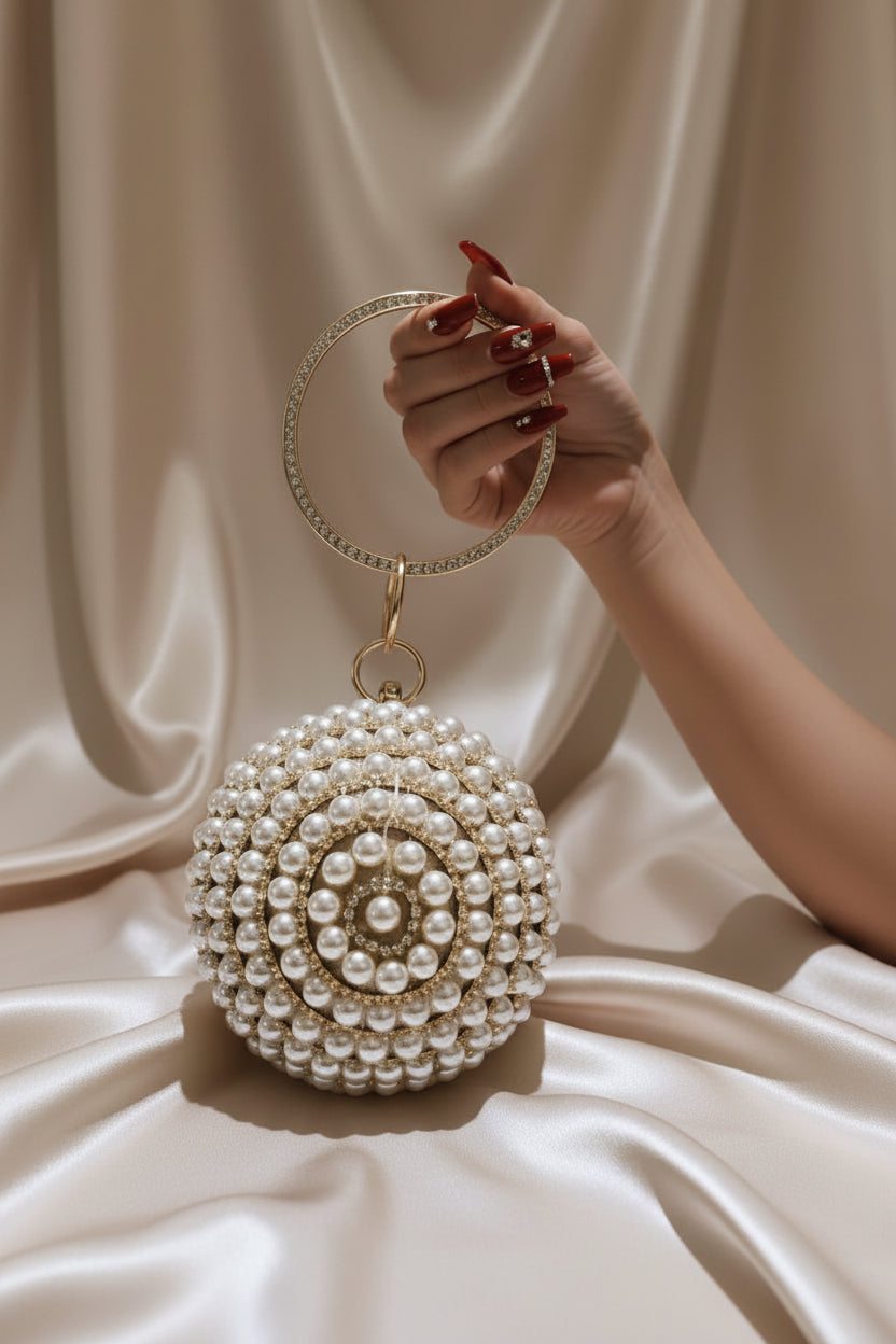 Radiant Pearl Orb Clutch Bag