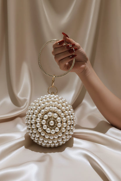 Radiant Pearl Orb Clutch Bag