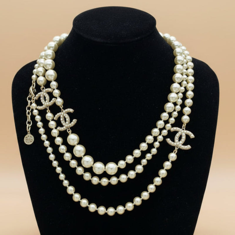 Pearl CC Long Necklace