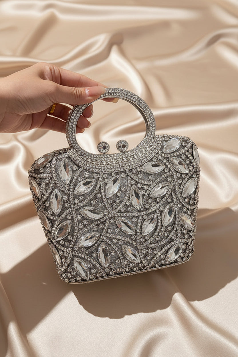 Celestial Halo Crystal Mini Bag Silver