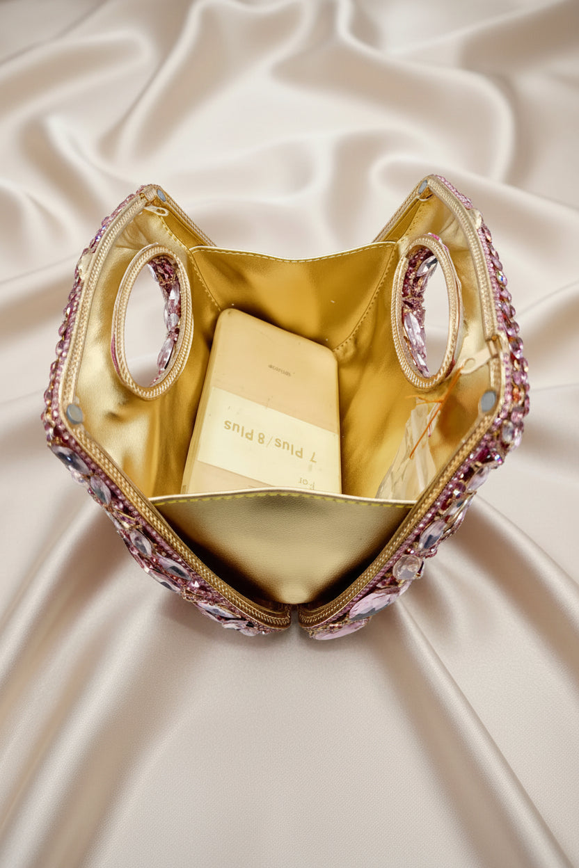 Ruby Royale Crystal Top-Handle Clutch