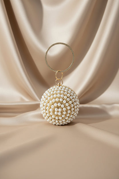 Radiant Pearl Orb Clutch Bag