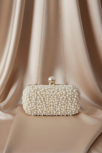 Pearl Embroidered Bead Clutch Bag