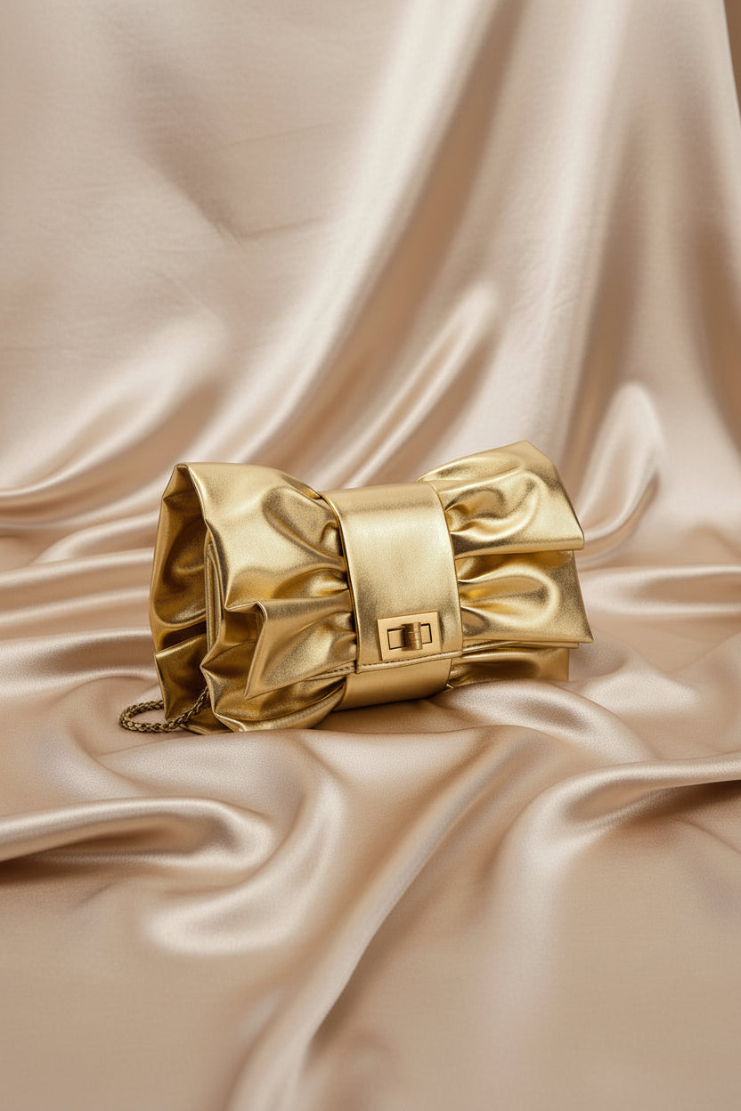 Golden Whisper Schleifen-Clutch
