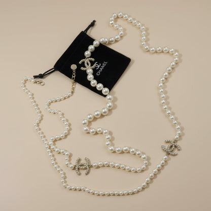 Pearl CC Long Necklace
