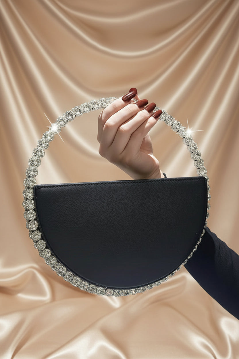 Elegant Rhinestone Circle Evening Clutch
