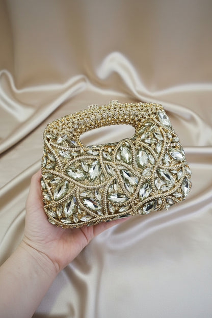Ruby Royale Crystal Top-Handle Clutch