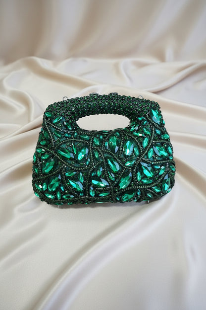 Ruby Royale Crystal Top-Handle Clutch