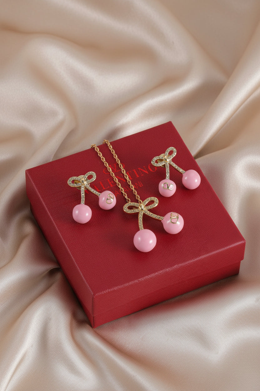 Pink Cherry Jewelry Set