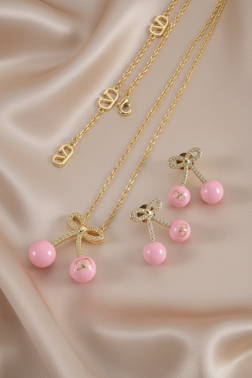 Pink Cherry Jewelry Set