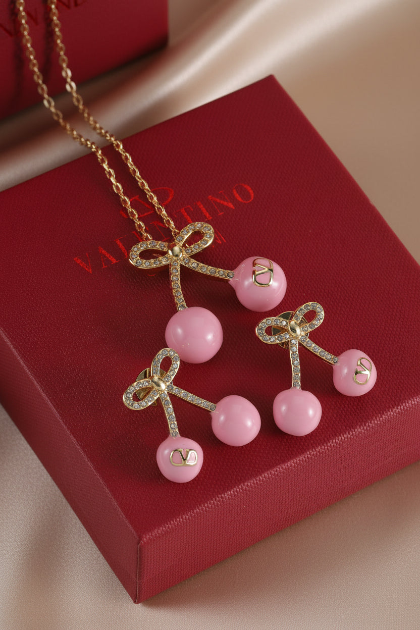 Pink Cherry Jewelry Set