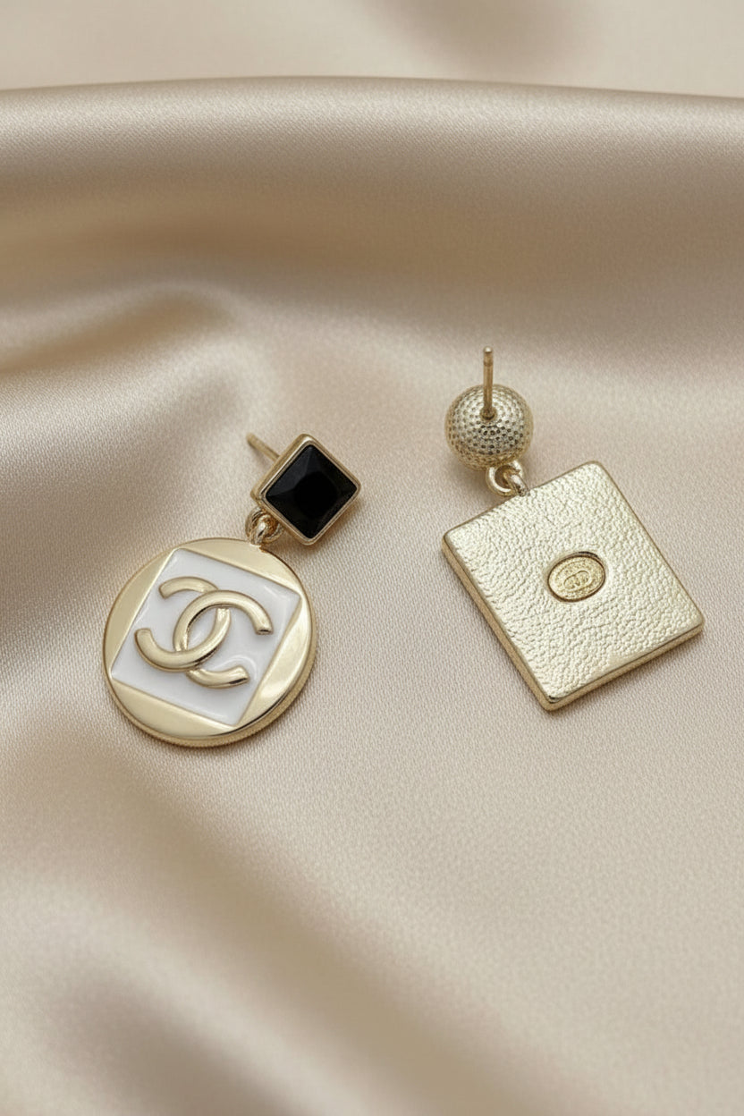 Midnight Pearl Contrast Drop Earrings