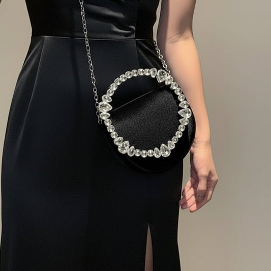 Midnight Grace Satin Clutch