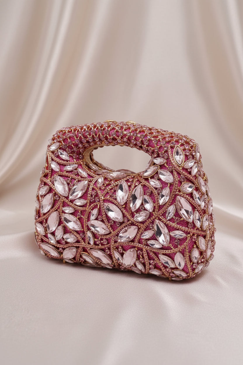 Ruby Royale Crystal Top-Handle Clutch