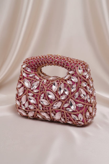 Ruby Royale Crystal Top-Handle Clutch