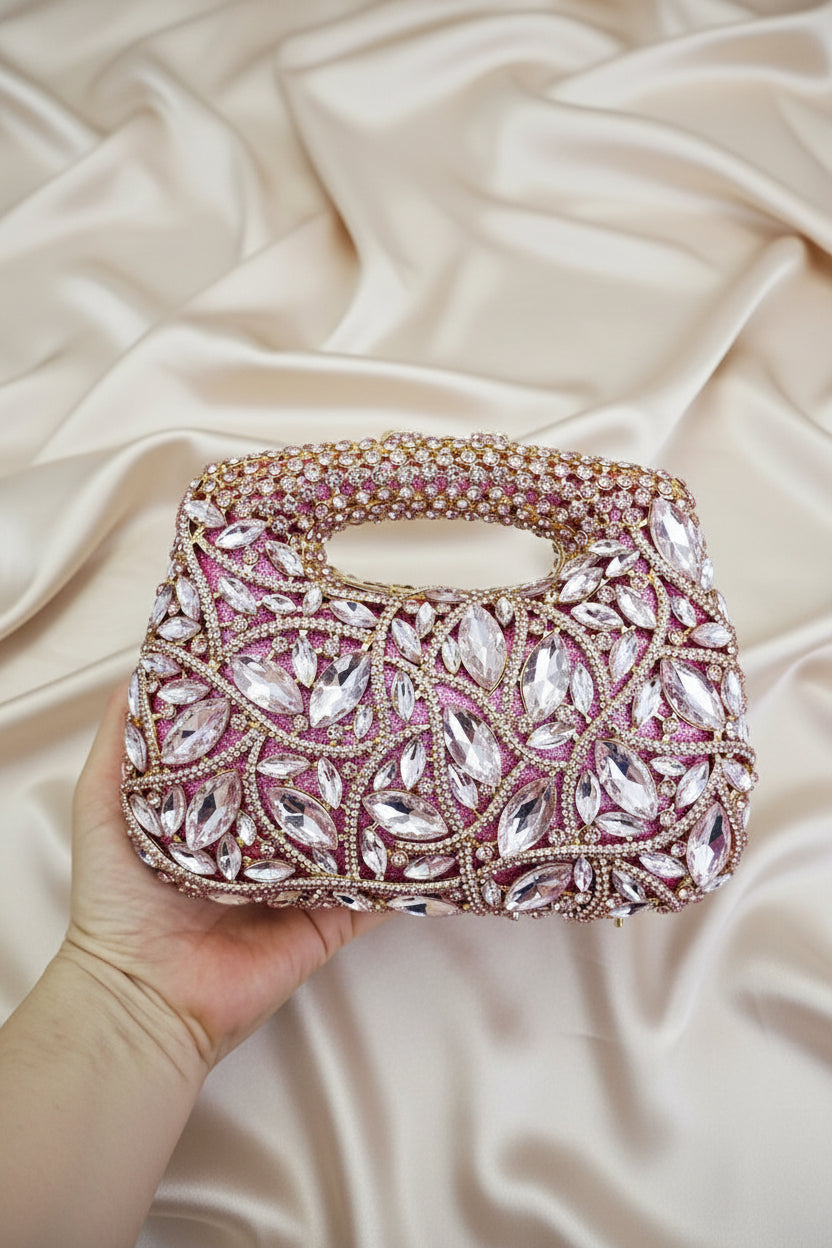 Ruby Royale Crystal Top-Handle Clutch