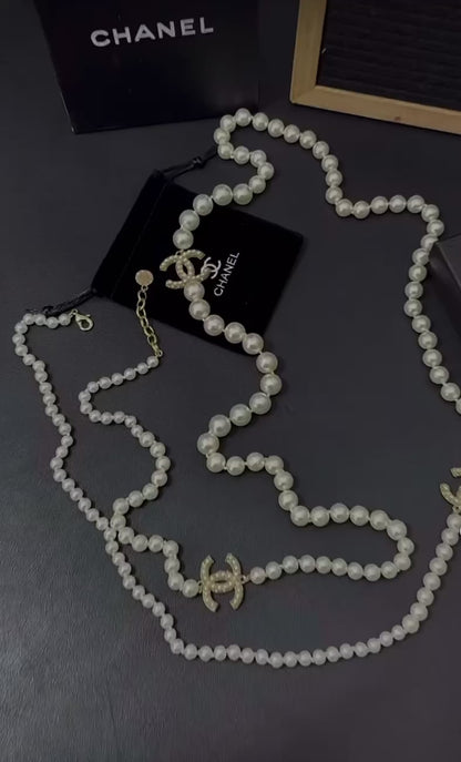 Pearl CC Long Necklace